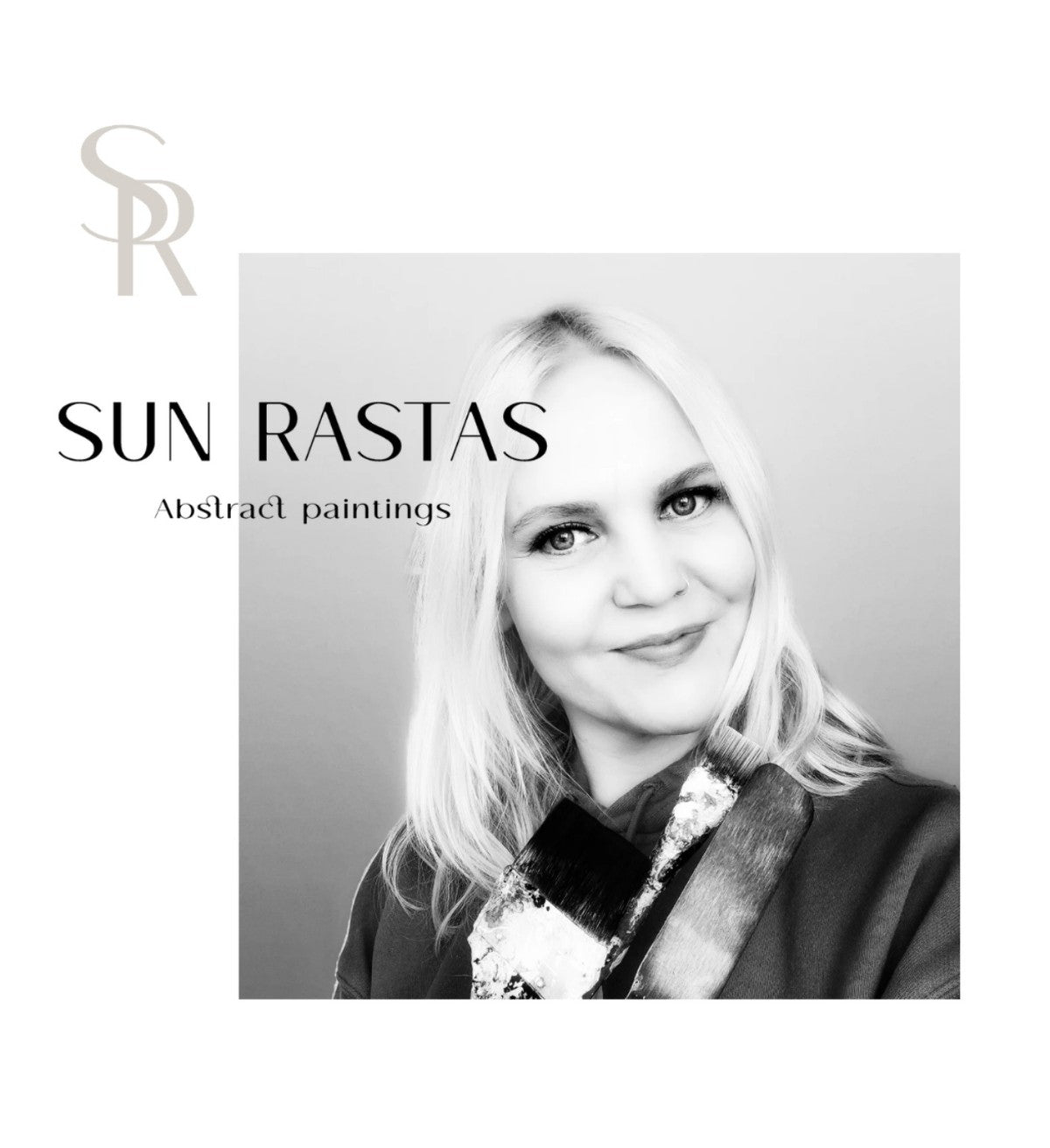 Black and white portrait photo of the female artist Sun Rastas.
